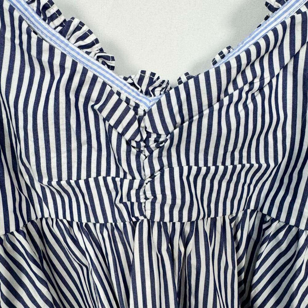 Zara TRF Blue and White Striped Ruffle Strap Peplum Camisole Top Size M - Picture 4 of 8
